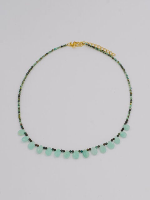 Amazonite Necklace with Gold Plated Brass
