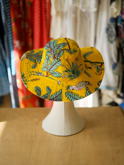 Yellow Tiger Print Cotton Hat Washable One Size