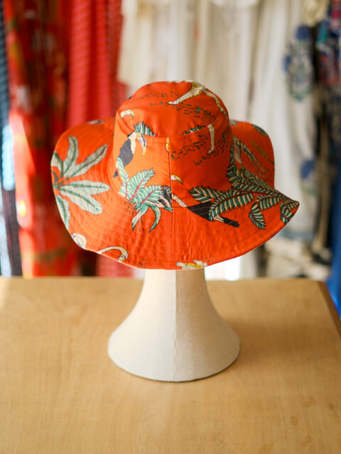 Orange Tiger Print Cotton Hat Washable One Size