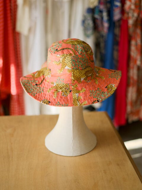 Coral Leopard Print Cotton Hat Washable One Size