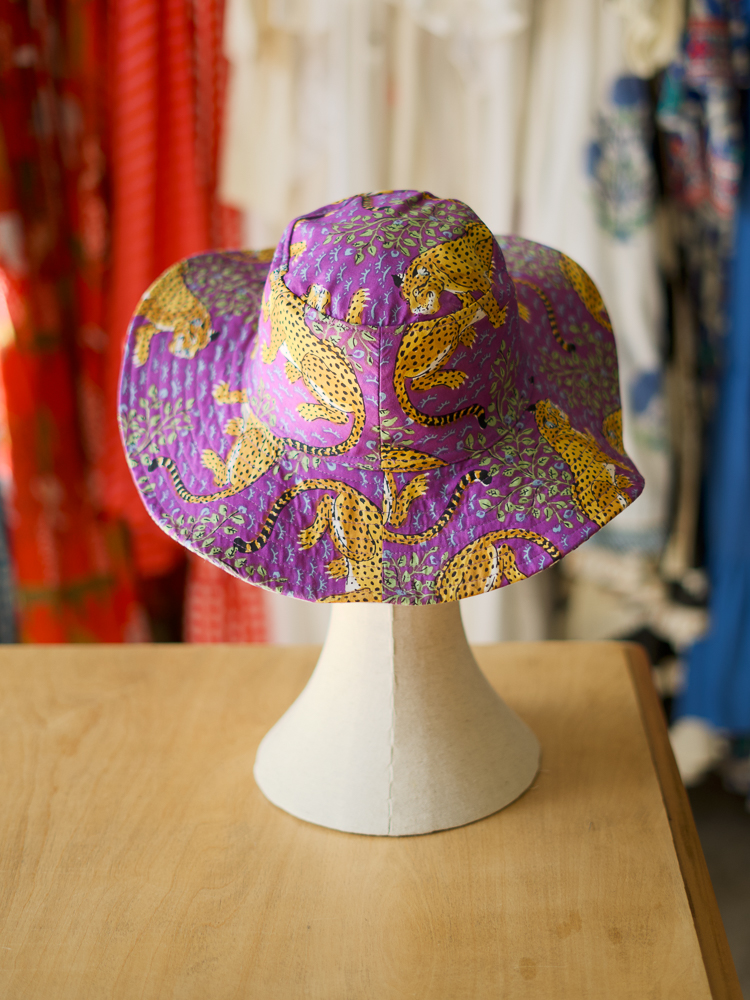 Purple Leopard Print Cotton Hat Washable One Size