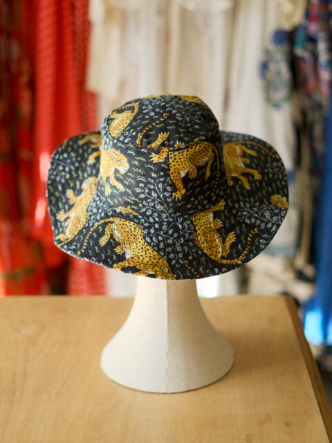 Black Leopard Print Cotton Hat Washable One Size