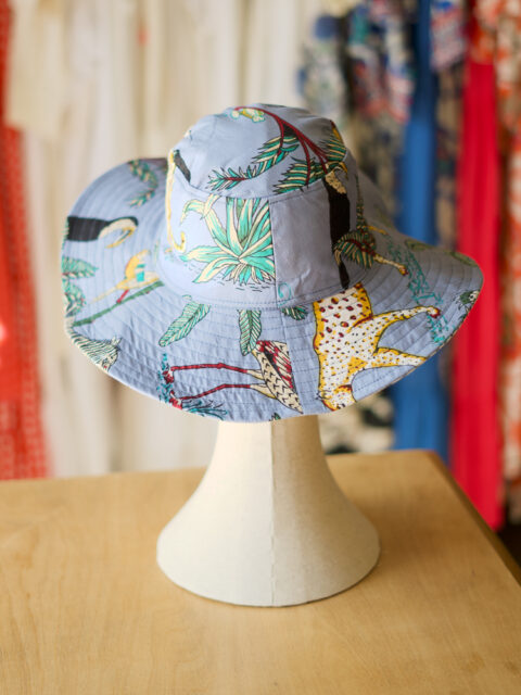 Sky blue Tiger Print Cotton Hat Washable One Size