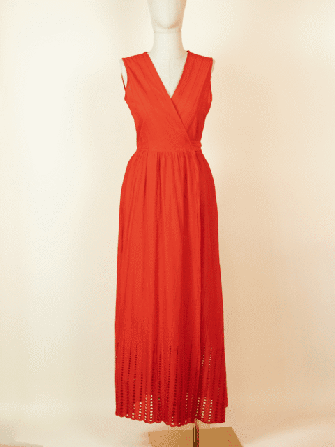 Syros wrap dress embroidery red