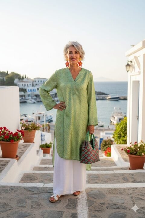 One-of-a-Kind Silk Tunic – Green