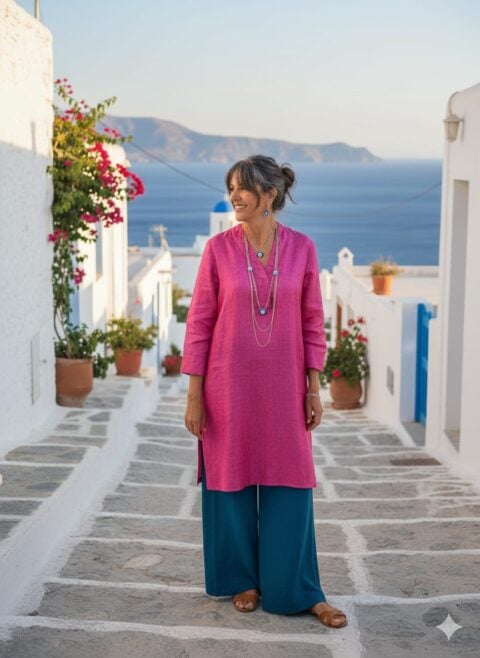 One-of-a-Kind Silk Tunic – Fuchsia