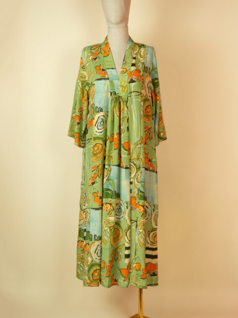 green rose print saree silk long marsha dress