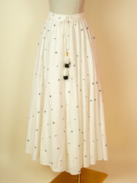 white cotton slub maxi skirt free size boho skirt