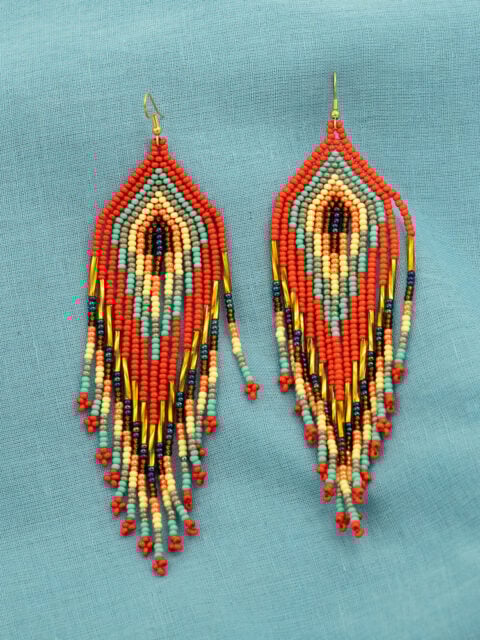 Handmade Colombian Earrings – Solar Flame Statement Fringe