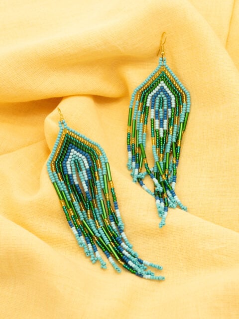 Handmade Colombian Earrings – Ocean Depth Statement Fringe