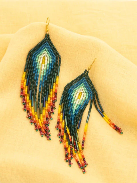 Handmade Colombian Earrings – Tribal Mix Statement Fringe