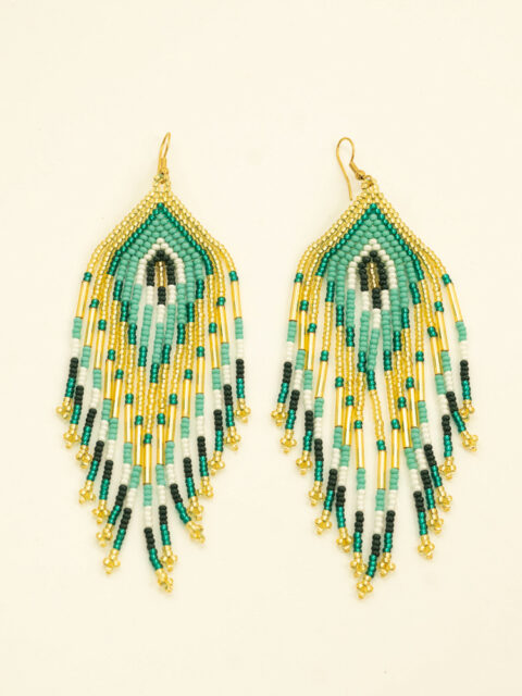 Handmade Colombian Earrings – Cool water Statement Fringe