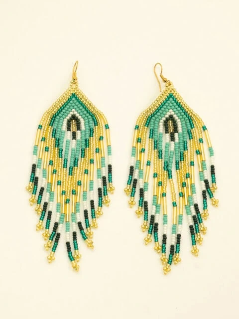 Handmade Colombian Earrings – Cool water Statement Fringe