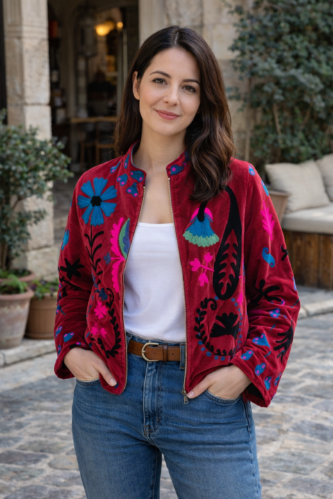 Love Cotton Velvet Jacket – Red