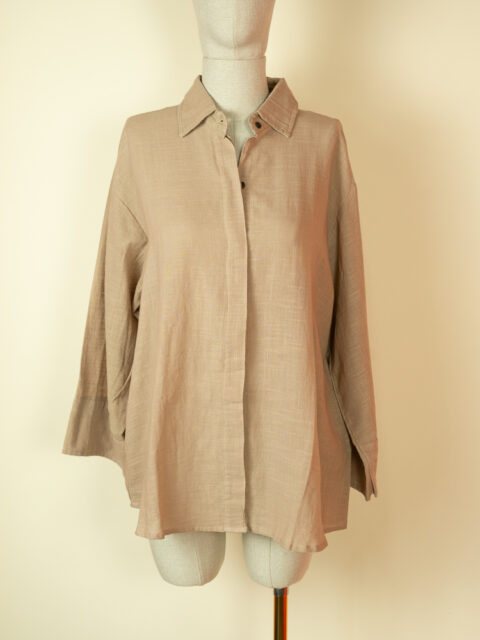 Cotton Flex Oversized Shirt – One Size Beige
