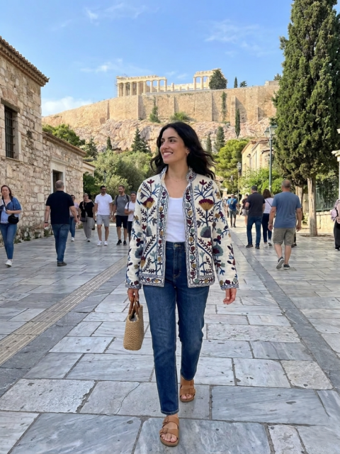 cotton slub jacket with suzani embroidery one size