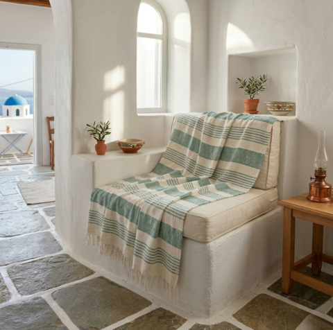 Μαλακό βαμβακερό ριχτάρι ριγε πράσινο
