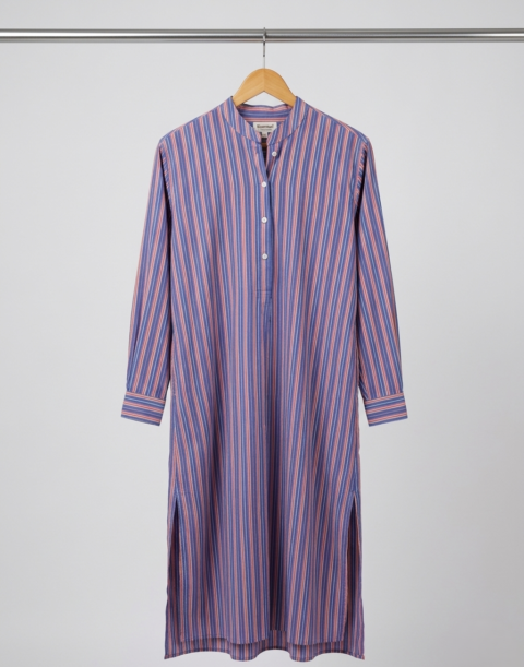 Tulsi Striped Cotton Shirt Dress Blue