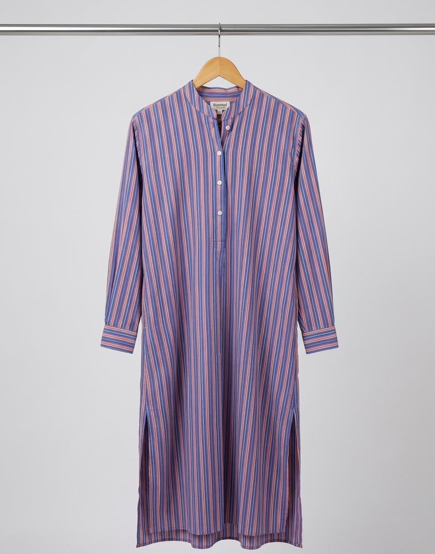 Tulsi Striped Cotton Shirt Dress Blue