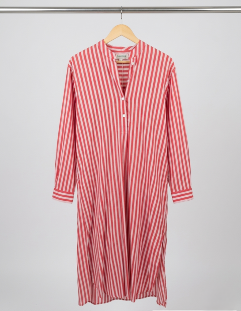 Tulsi Striped Cotton Shirt Dress Red