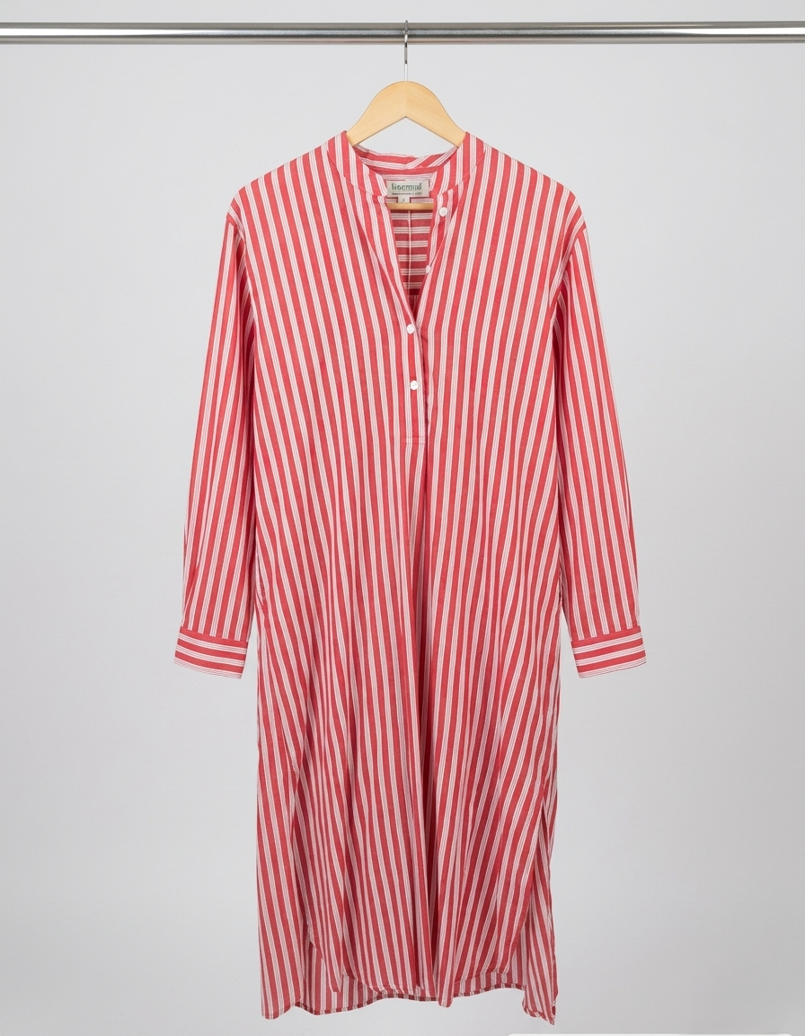 Tulsi Striped Cotton Shirt Dress Red