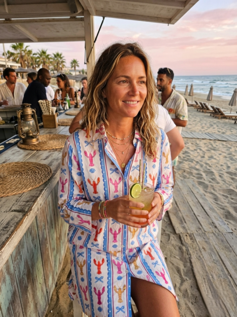 Oversized Shirt Dress Cotton with LOBSTER AND STRIPES