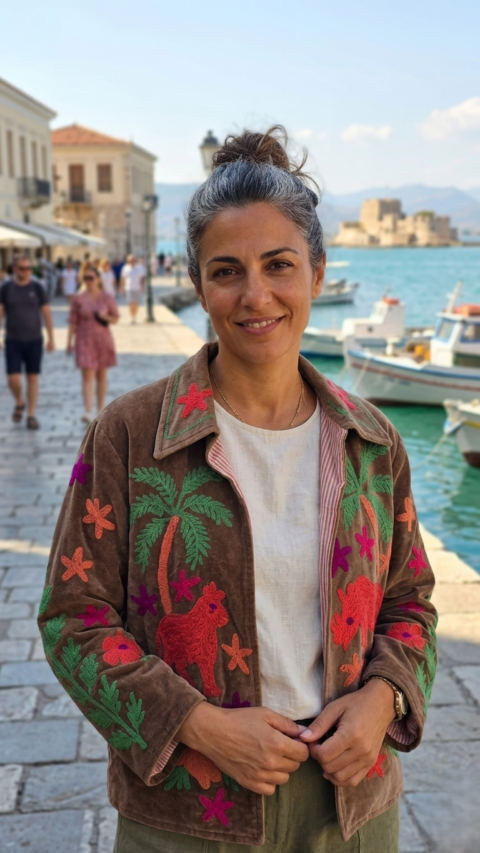 One-of-a-Kind Embroidered Velvet Jacket – brown