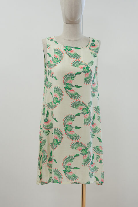 Crop Cotton Silk Dress – Fly Green Print
