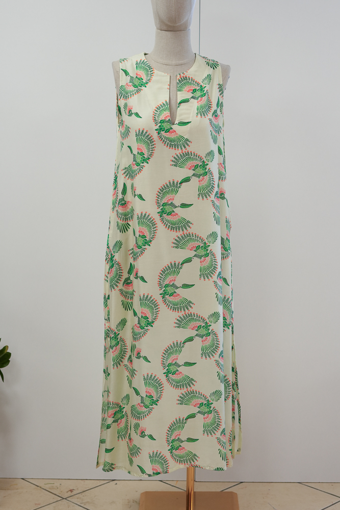 Calliope Cotton Silk Dress – Fly Green (S/M, M/L)