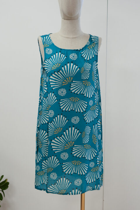 Crop Cotton Silk Dress – Ray Petrol Print