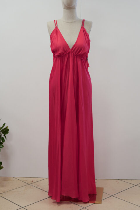 Long Beach Dress with Open Back – Cotton Silk Pink (Free Size)