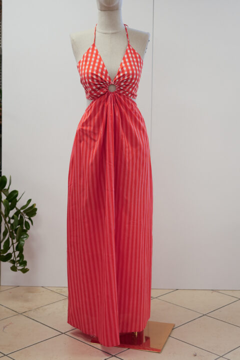 Ibiza Dress – Checks red Print, Cotton, One Size