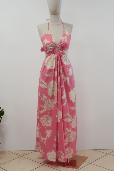Ibiza Dress – Retro Pink Print (Cotton, One Size)