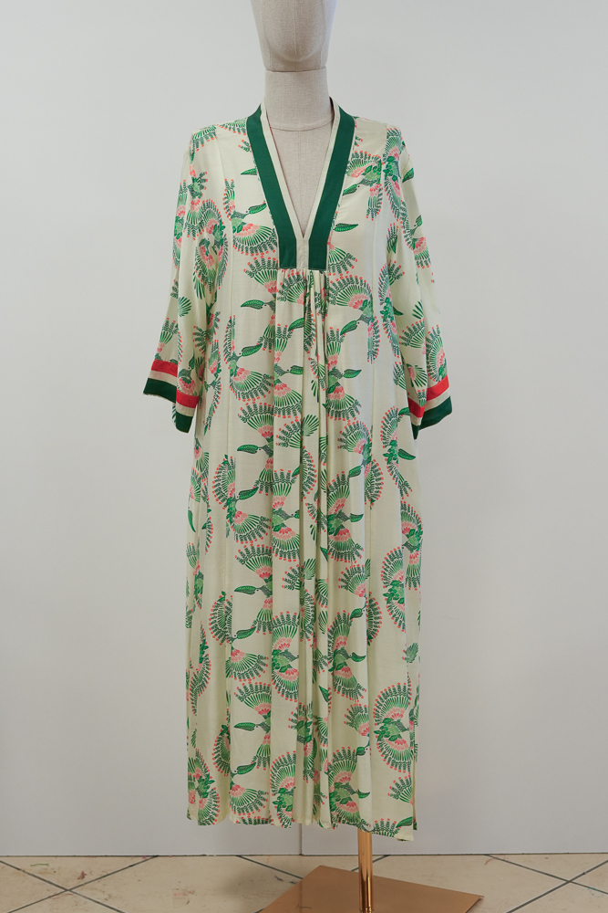 Marsha Long Dress – Fly Green Print | Cotton Silk