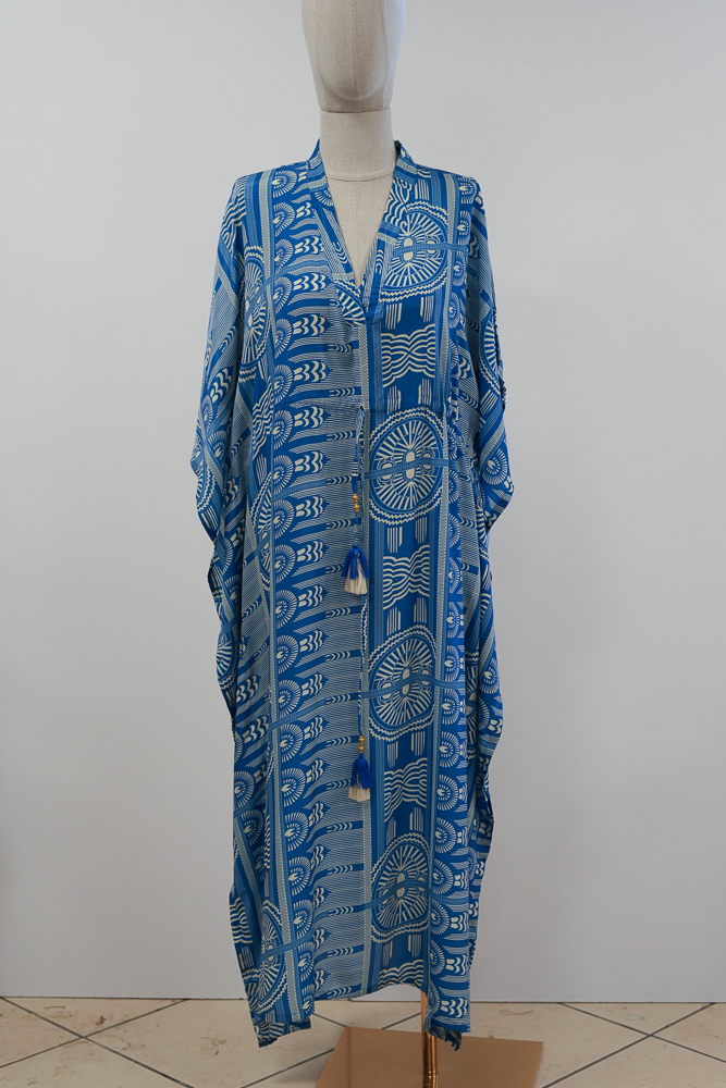 Durga Caftan – sueno blue | Saree Silk | One Size