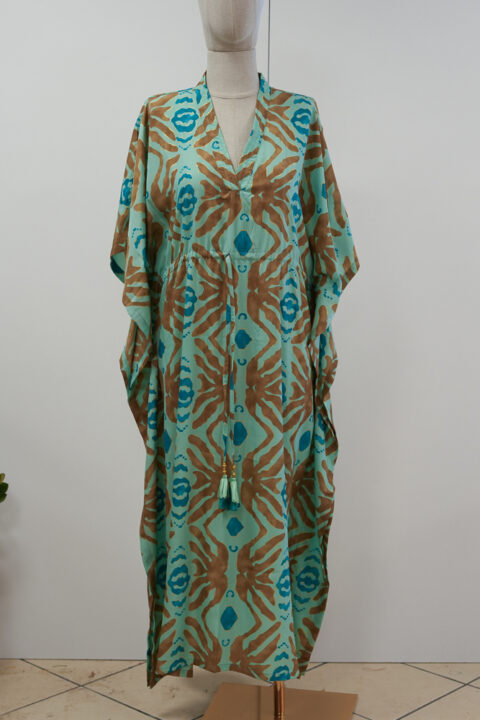 Durga Caftan – seaweed turquoise | Saree Silk | One Size