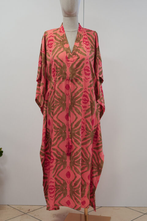 Durga Caftan – seaweed coral | Saree Silk | One Size