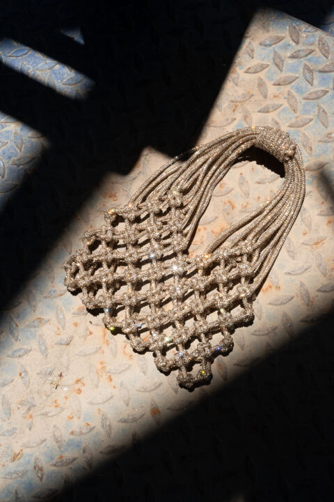 Crystal Macramé Handbag | Handmade Rhinestone Evening Bag