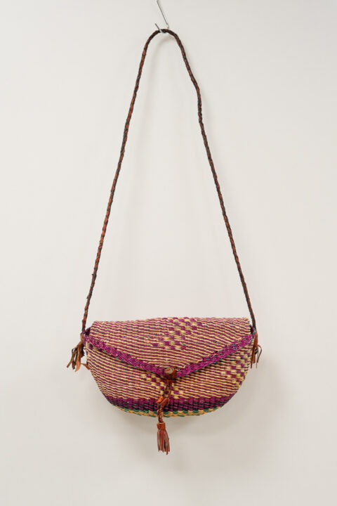 Handmade Ghana Sling Bag in Elephant Grass & Leather 03