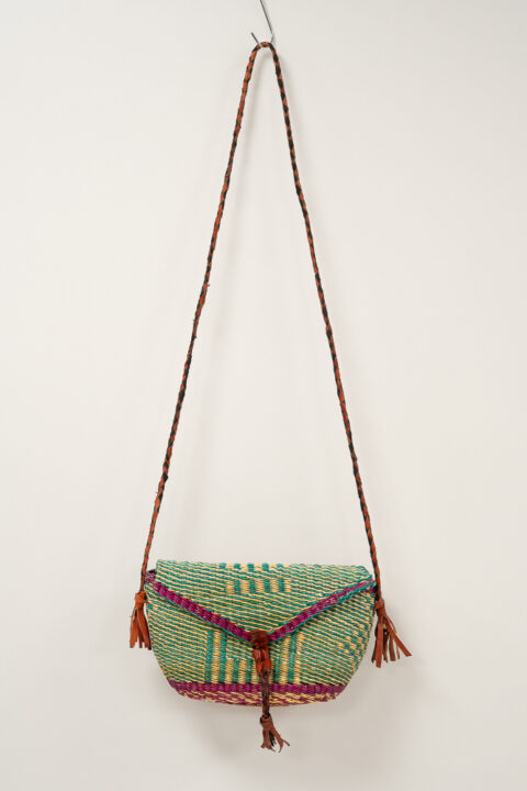 Handmade Ghana Sling Bag in Elephant Grass & Leather 04
