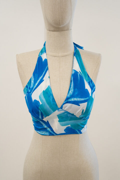 Ios Top – Tulip Blue Print | Saree Silk | One Size