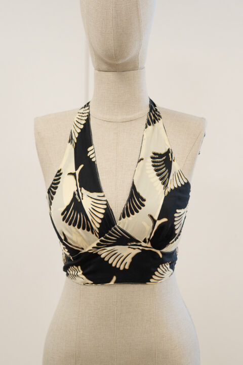 Ios Top – Tree Black Print | Saree Silk | One Size
