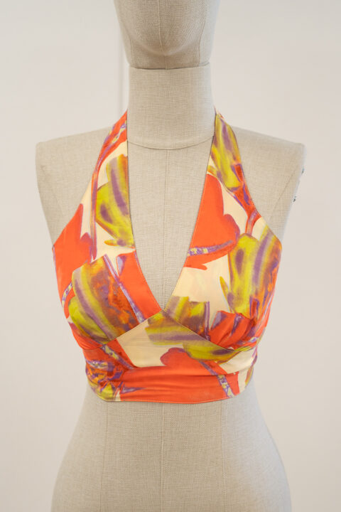 Ios Top – Tulip Orange Print | Saree Silk | One Size