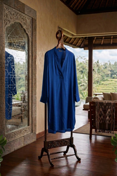 Alexia Caftan – Cotton Silk Free Size - Royal Blue