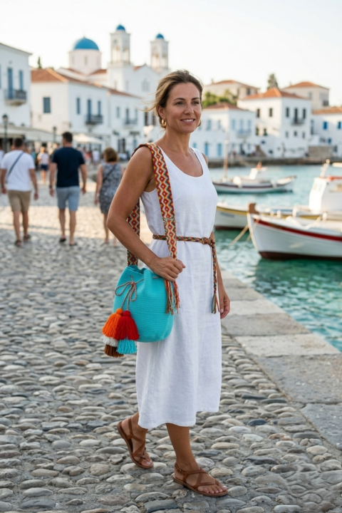 Μεγάλη τσάντα Wayuu τυρκουαζ