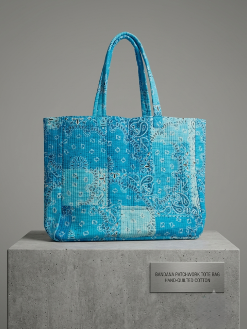 Τσάντα Tote Bandana Καπιτονέ βαμβακερή - Τυρκουάζ