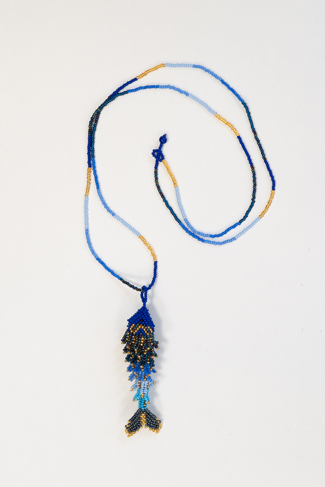 Handmade Colombian Fish Necklace- Blue