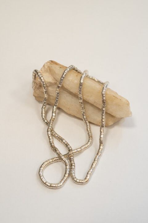 Long Silver-Plated Brass Necklace