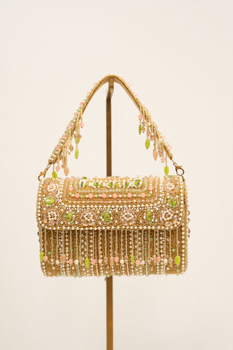 Handmade Crystal Beaded Evening Bag | Luxury Pearl & Crystal Clutch