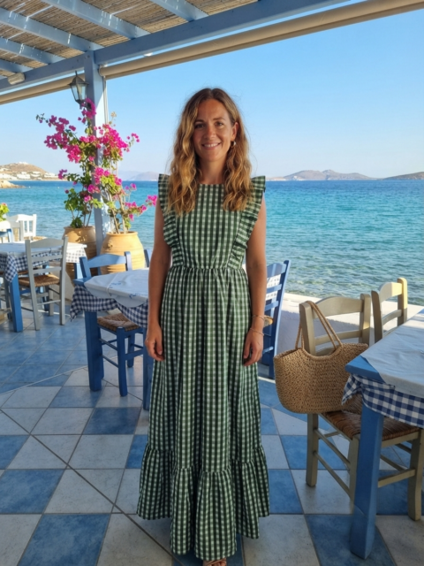 Juno Dress – Green Checks | Cotton | Free Size
